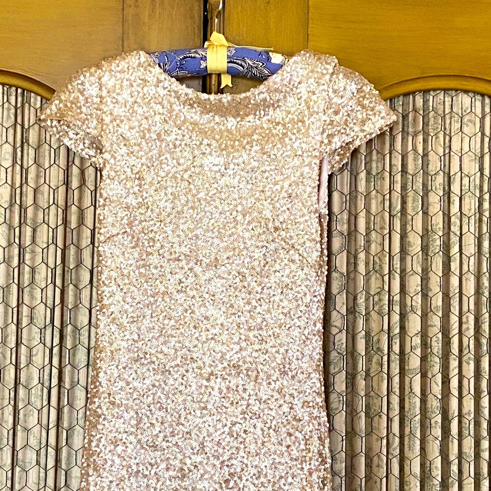 Champagne Sequined Evening Dress - Picture 6 of 10